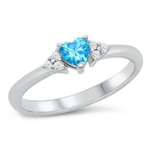 Sterling  Silver CZ Heart  Ring